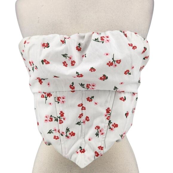 Princess Polly White Floral Ruched Crop Corset Top – Size US 8 - Picture 2 of 9